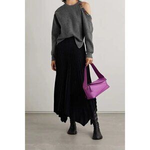 Monse Gray Ribbed Embellished Wool Cashmere Blend Sweater Size XL Cutout  Rings